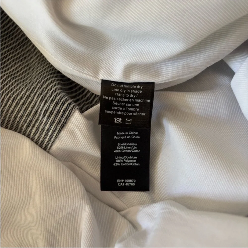 Rag and Bone Designer Jacket Cropped Striped Jessie Coat Linen Gray Size Medium - Picture 13 of 14